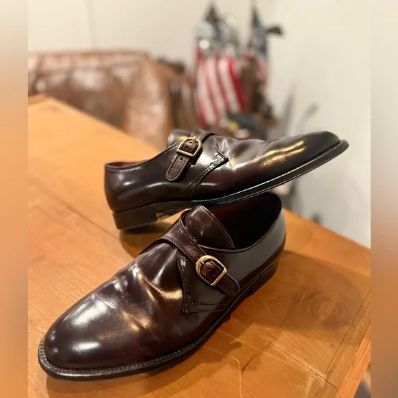 ALDEN Shell Cordovan Plain Toe Monk Strap Dress Shoes | Size 10.5 - Picture 8 of 11